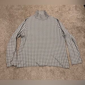 Ann Taylor Gray Houndstooth Turtleneck Sweater